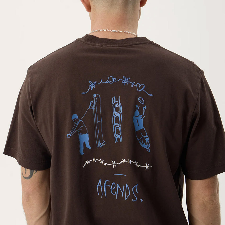 AFENDS Activities Recycled Retro Tee - Washed Coffee