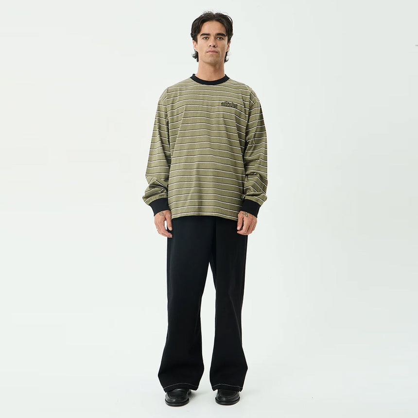 AFENDS Altitude Boxy Long Sleeve Tee - Stone Stripe