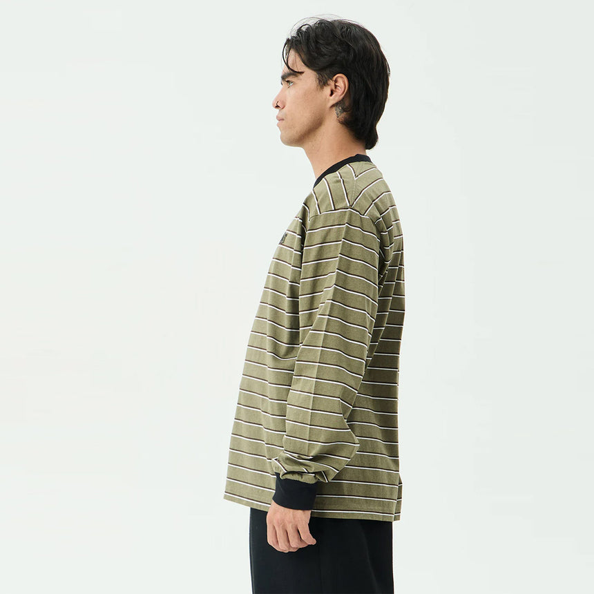 AFENDS Altitude Boxy Long Sleeve Tee - Stone Stripe