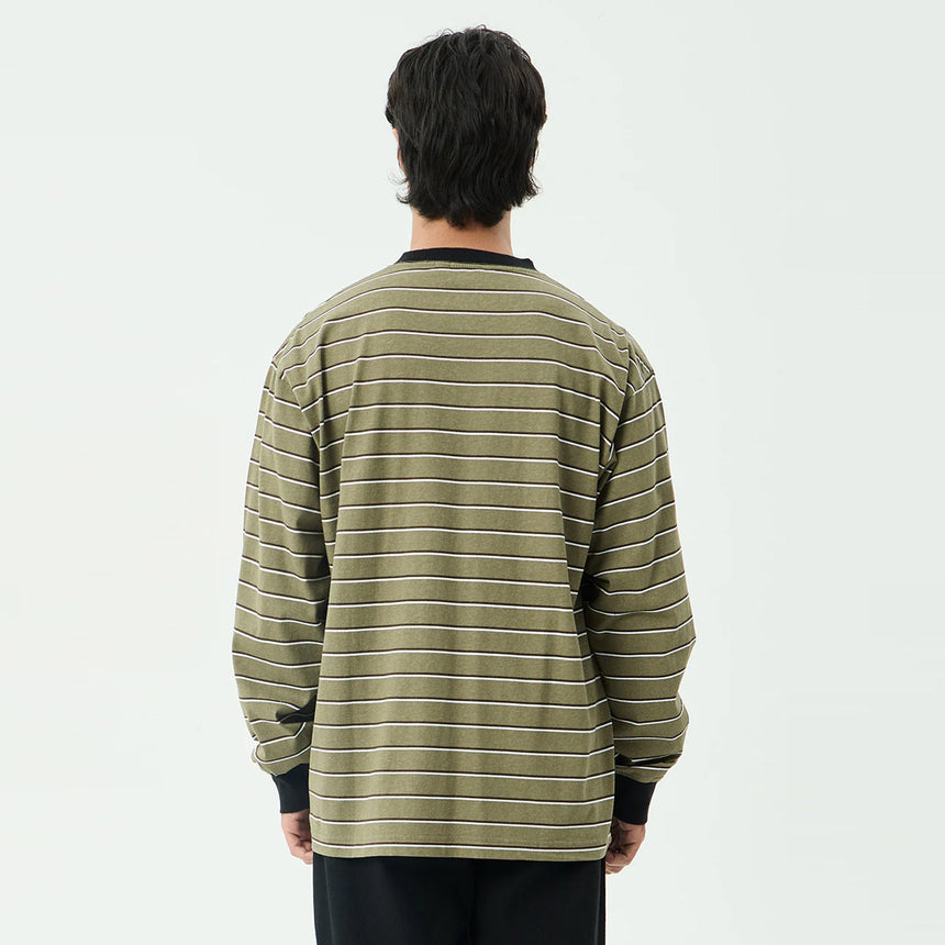AFENDS Altitude Boxy Long Sleeve Tee - Stone Stripe