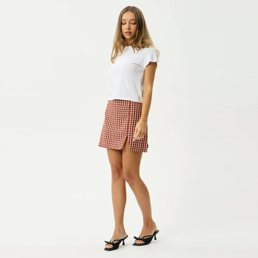 AFENDS Austin Check Mini Skirt - Red Rum