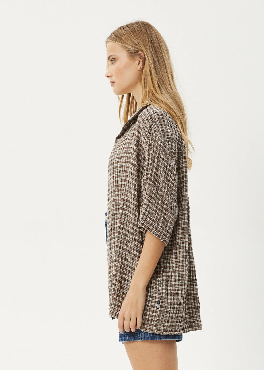 AFENDS Base Short Sleeve Shirt - Coffee Check
