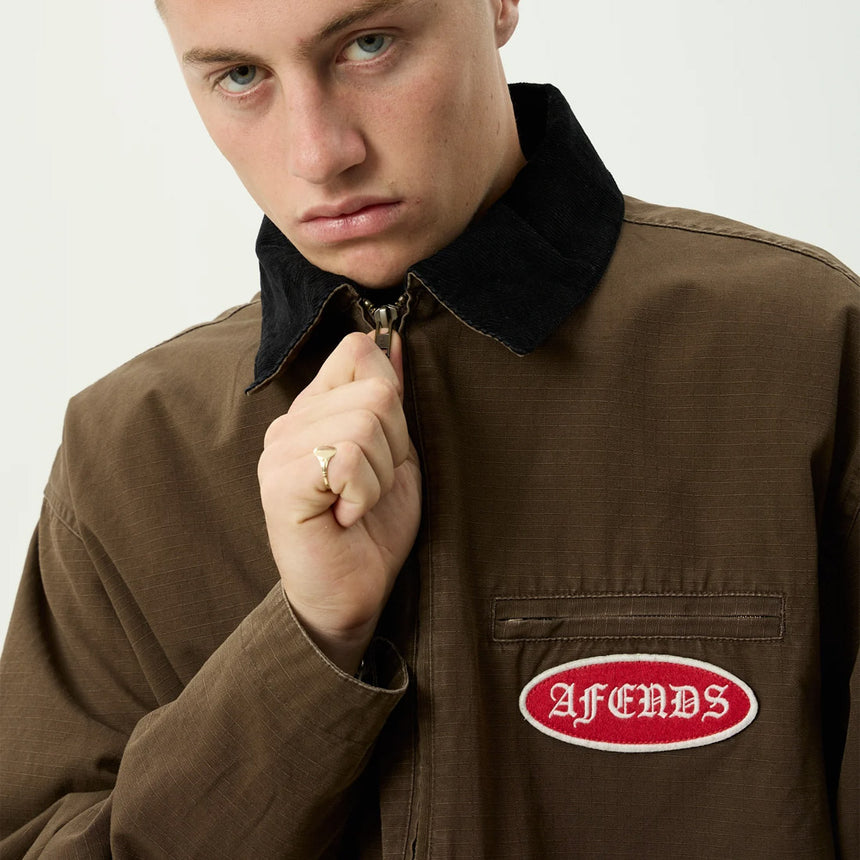 AFENDS Casino Oracle V.2 Workwear Jacket - Washed Coffee