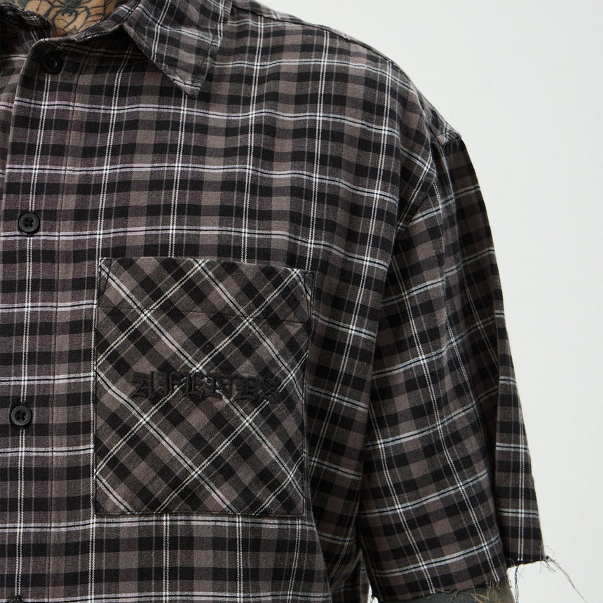 AFENDS Darkness Short Sleeve Shirt - Black Check