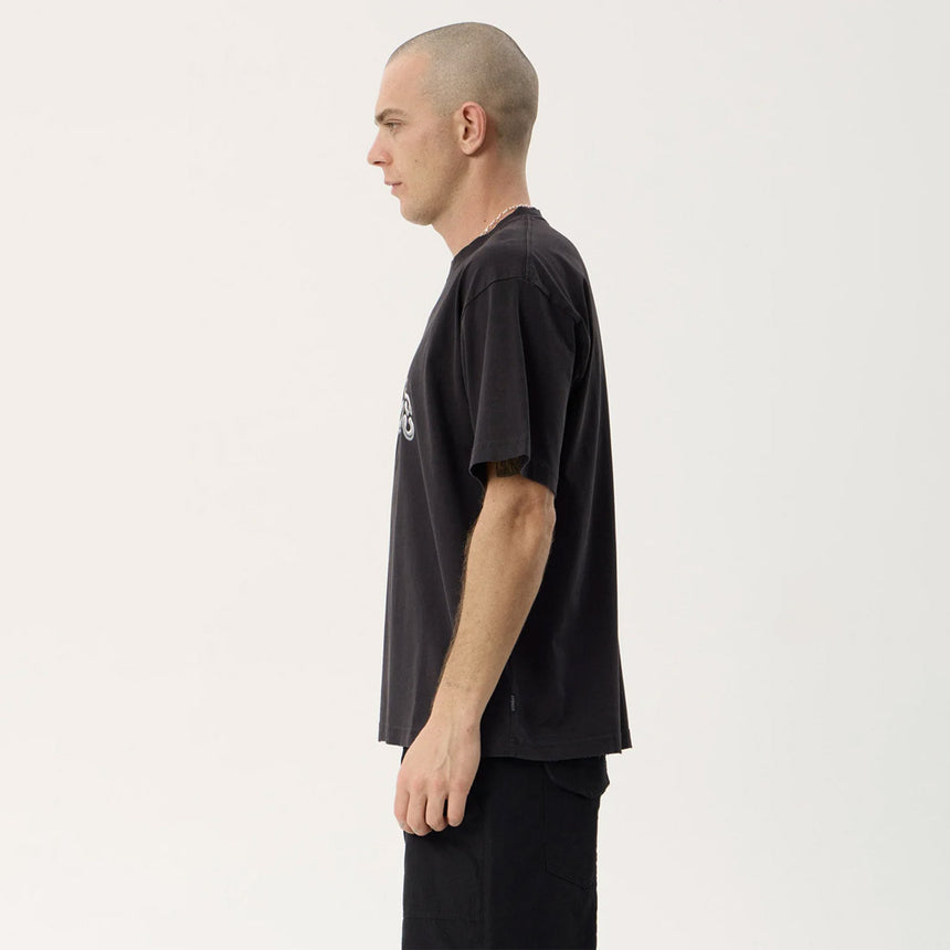 AFENDS Devotion Recycled Heavyweight Boxy Tee - Stone Black