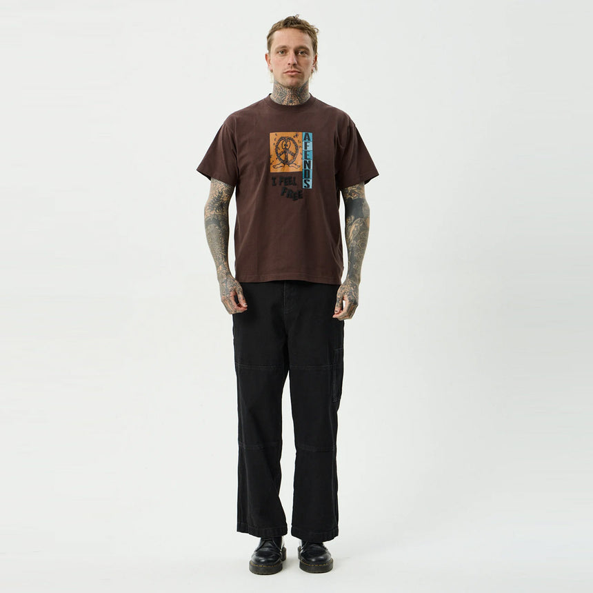 AFENDS Feel Free - Boxy Tee - Washed Coffee
