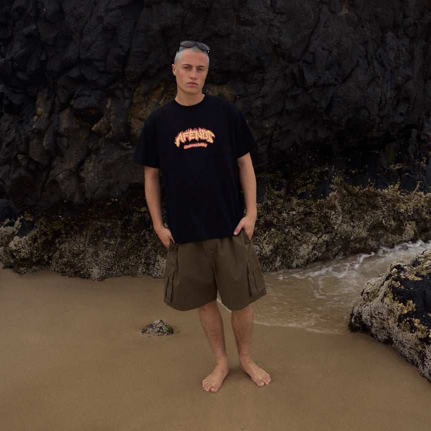 AFENDS Flame On Boxy Tee - Black