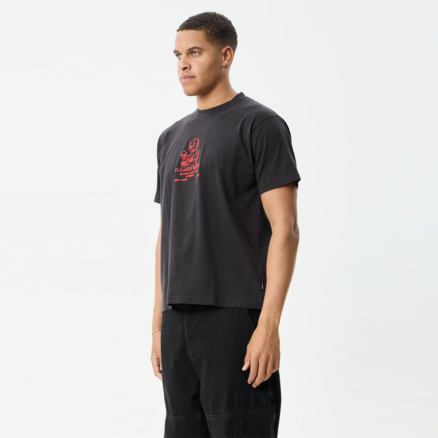 AFENDS Flower Patch Heavyweight Boxy Tee - Stone Black