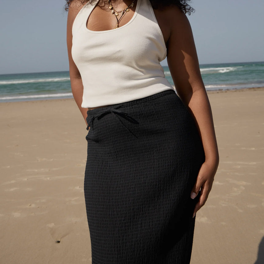 AFENDS Frida Seersucker Maxi Skirt - Black