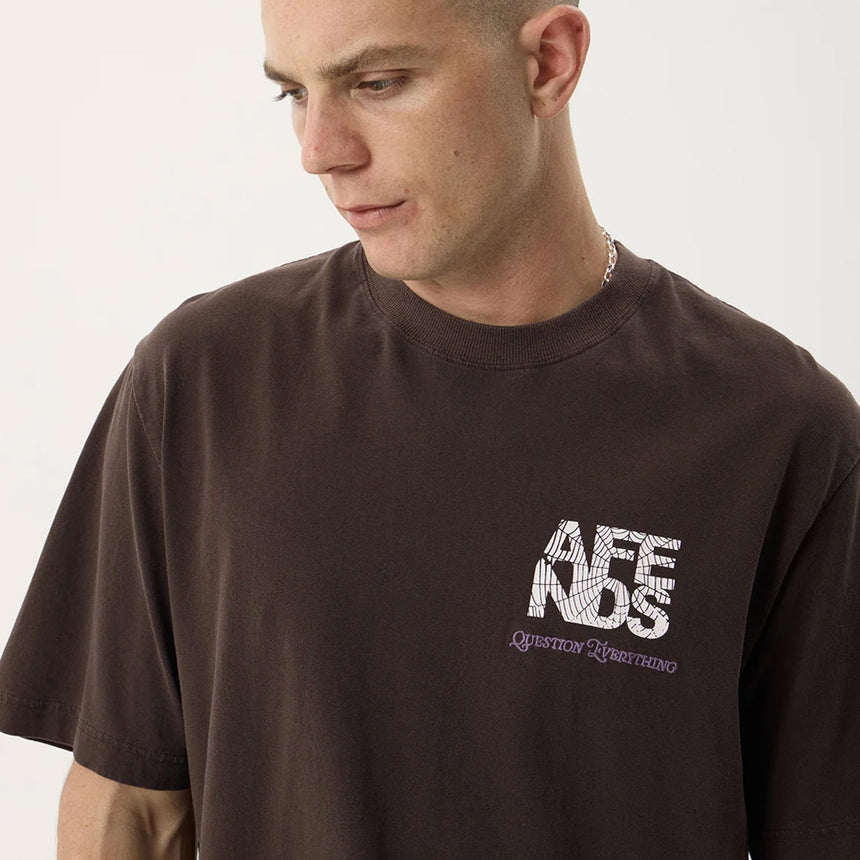 AFENDS Funnel Recycled Retro Tee - Washed Coffee