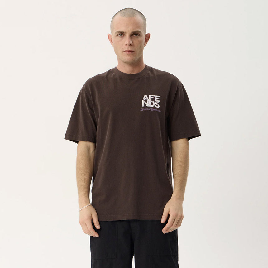 AFENDS Funnel Recycled Retro Tee - Washed Coffee