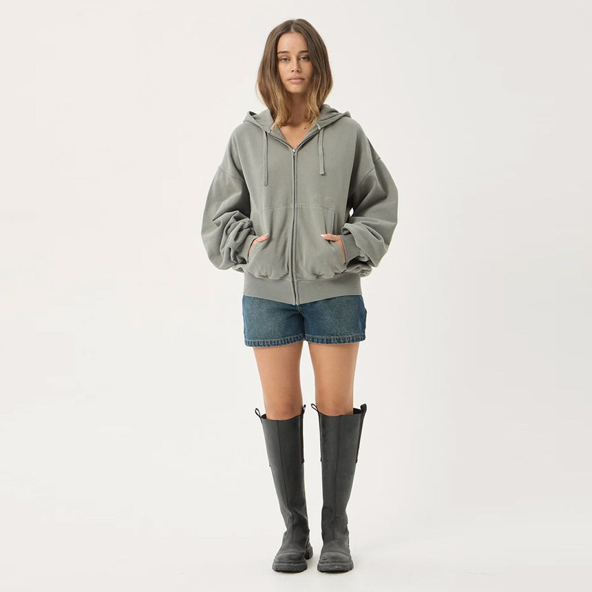 AFENDS Genesis Boxy Zip Hood - Washed Sycamore