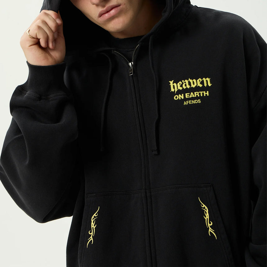 AFENDS Heaven Boxy Zip Hood - Stone Black