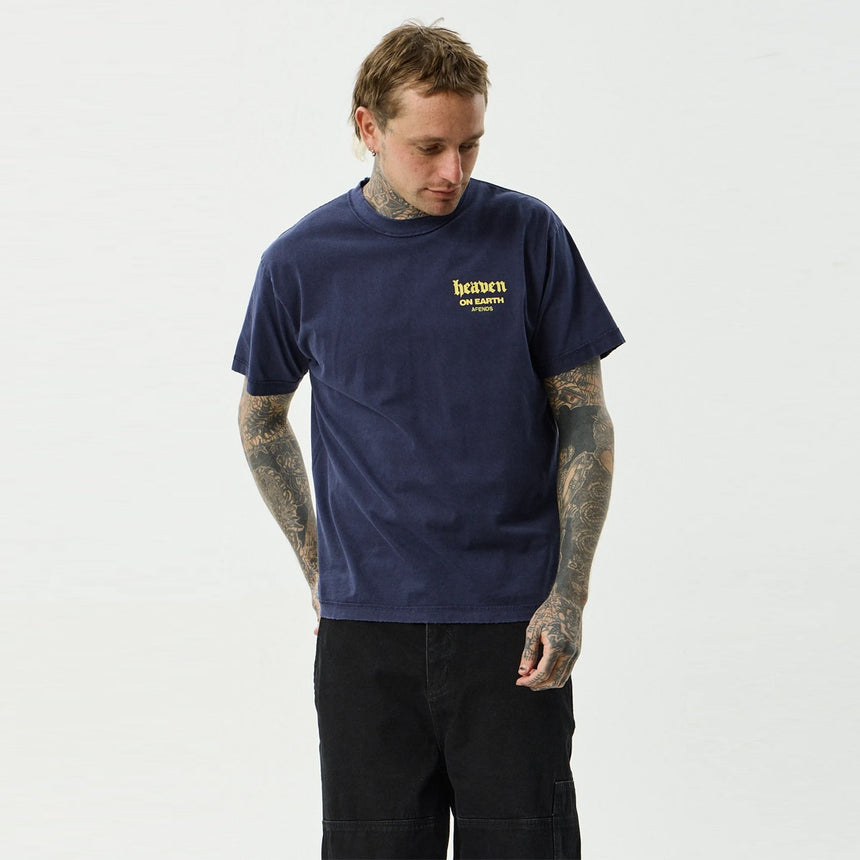 AFENDS Heaven Heavyweight Boxy Tee - Washed Deep Sea