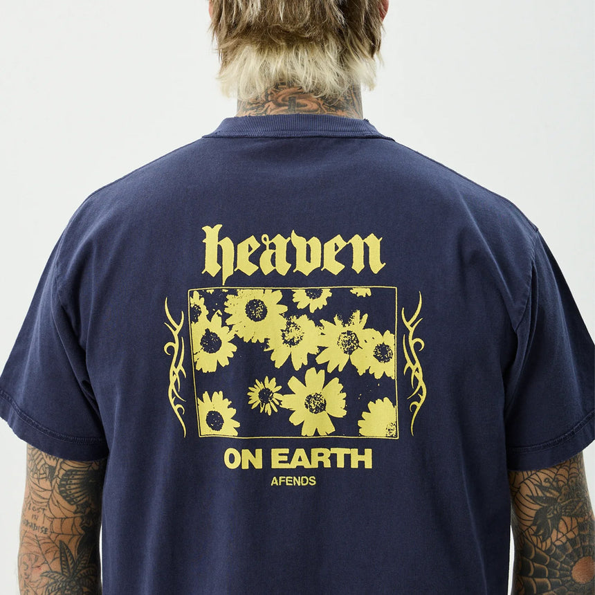 AFENDS Heaven Heavyweight Boxy Tee - Washed Deep Sea