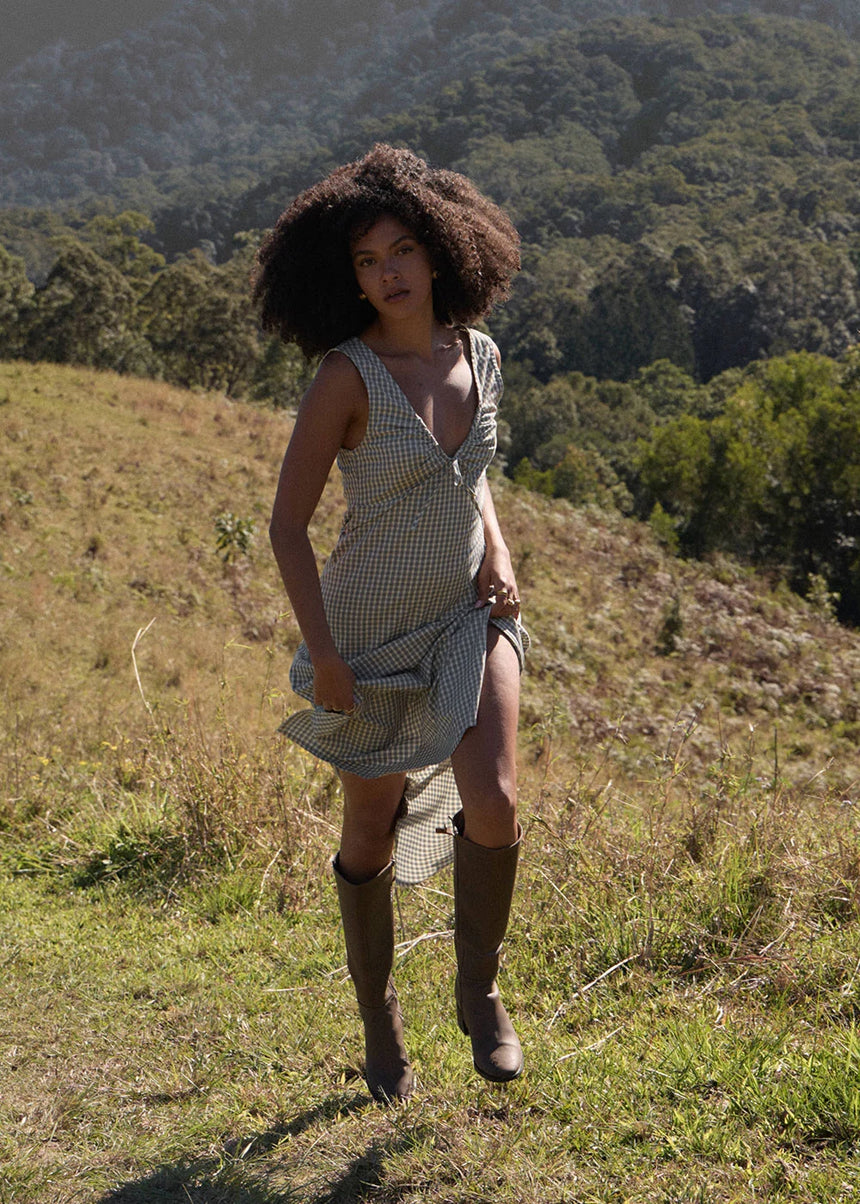 AFENDS Izzy Maxi Dress - Vice Alpine Check