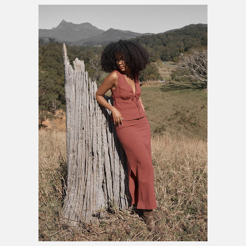 AFENDS Kali Maxi Skirt - Indy Rose Check