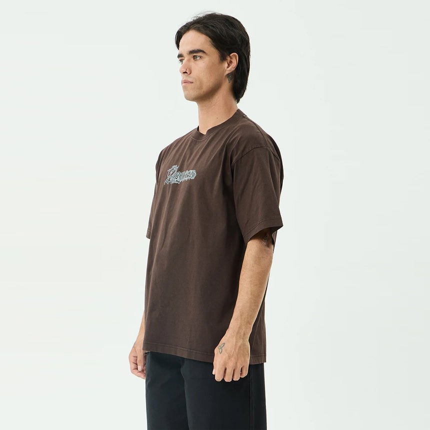 AFENDS Labyrinth Boxy Tee - Washed Coffee