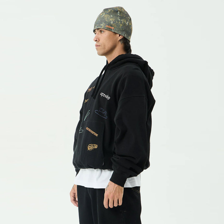 AFENDS Leap Boxy Pull On Hood - Black