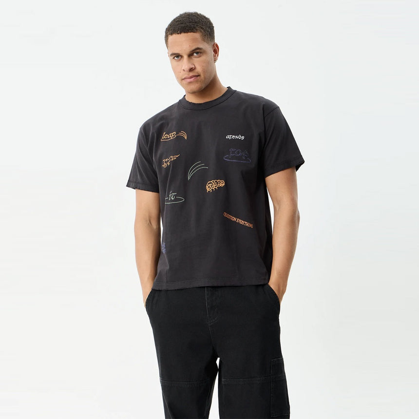 AFENDS Leap Heavyweight Boxy Tee - Stone Black
