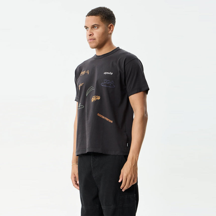 AFENDS Leap Heavyweight Boxy Tee - Stone Black