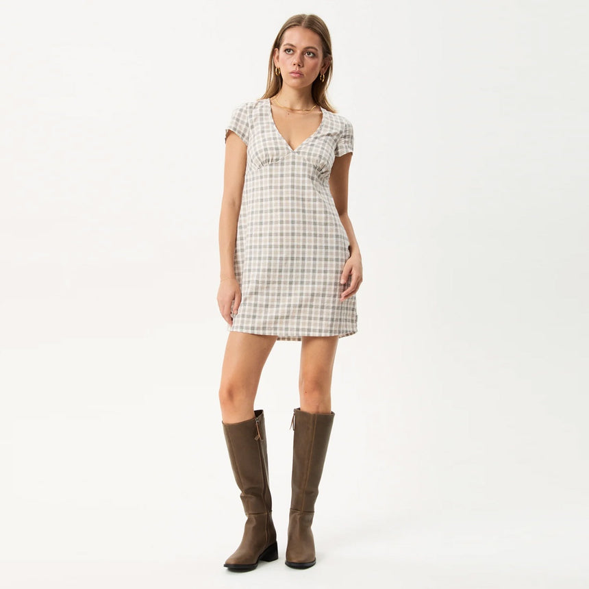 AFENDS Leo Seersucker Mini Dress - Coffee/White