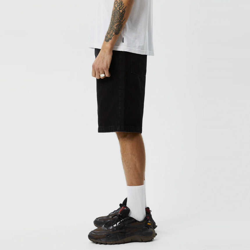 AFENDS Lil C Organic Denim Baggy Fit Short - Washed Black