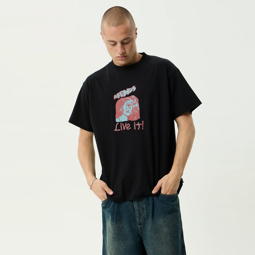 AFENDS Live It Boxy Tee - Black