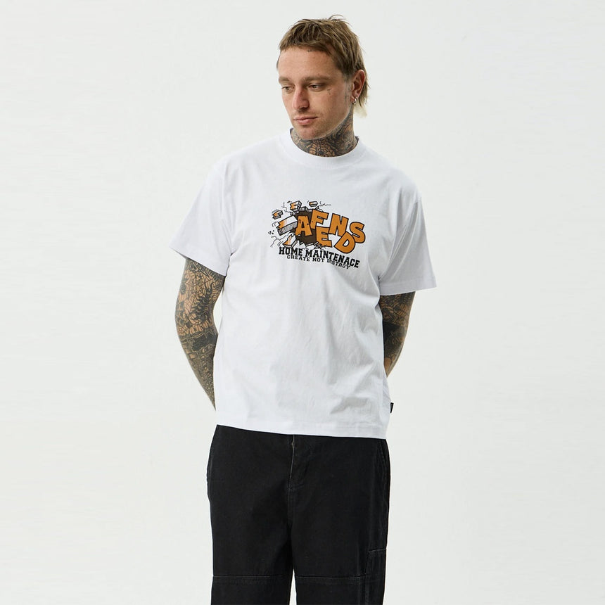 AFENDS Maintenance Boxy Fit Tee - White