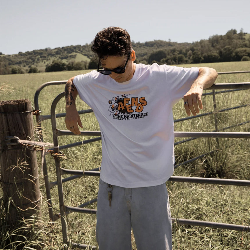 AFENDS Maintenance Boxy Fit Tee - White