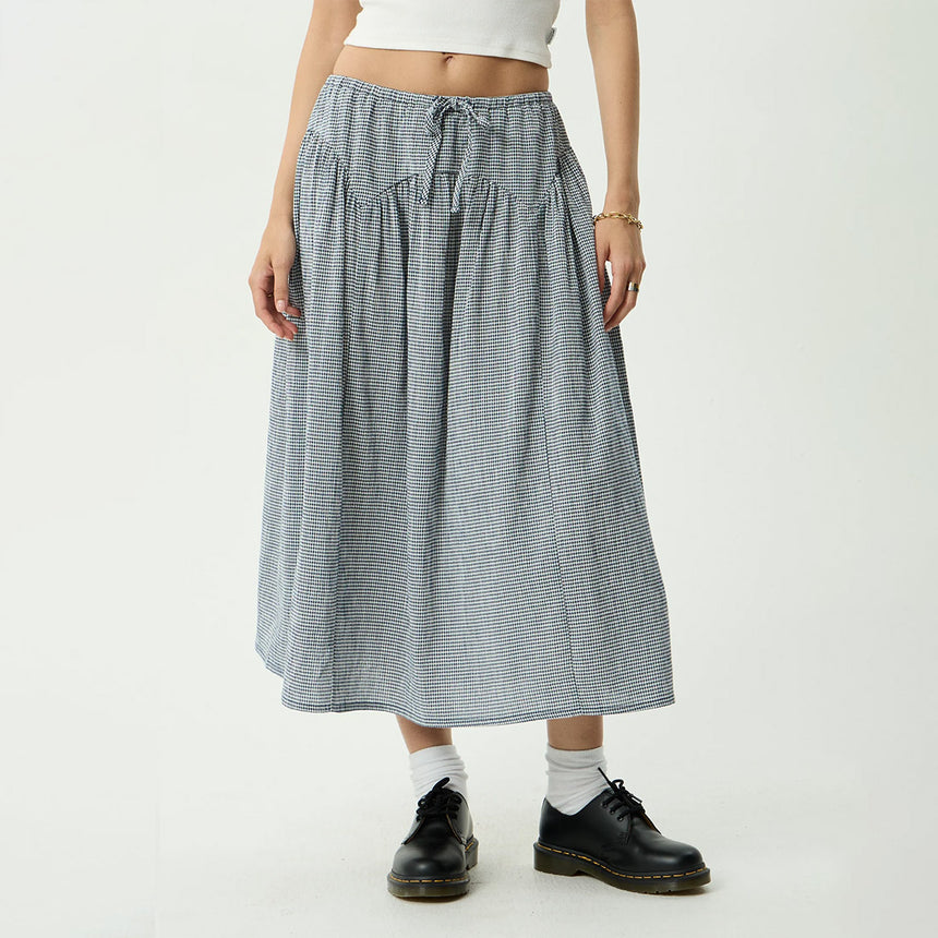 AFENDS Marlow Midi Skirt - Indy Navy Check