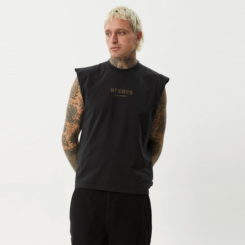 AFENDS Mix Up Sleeveless Tee - Stone Black