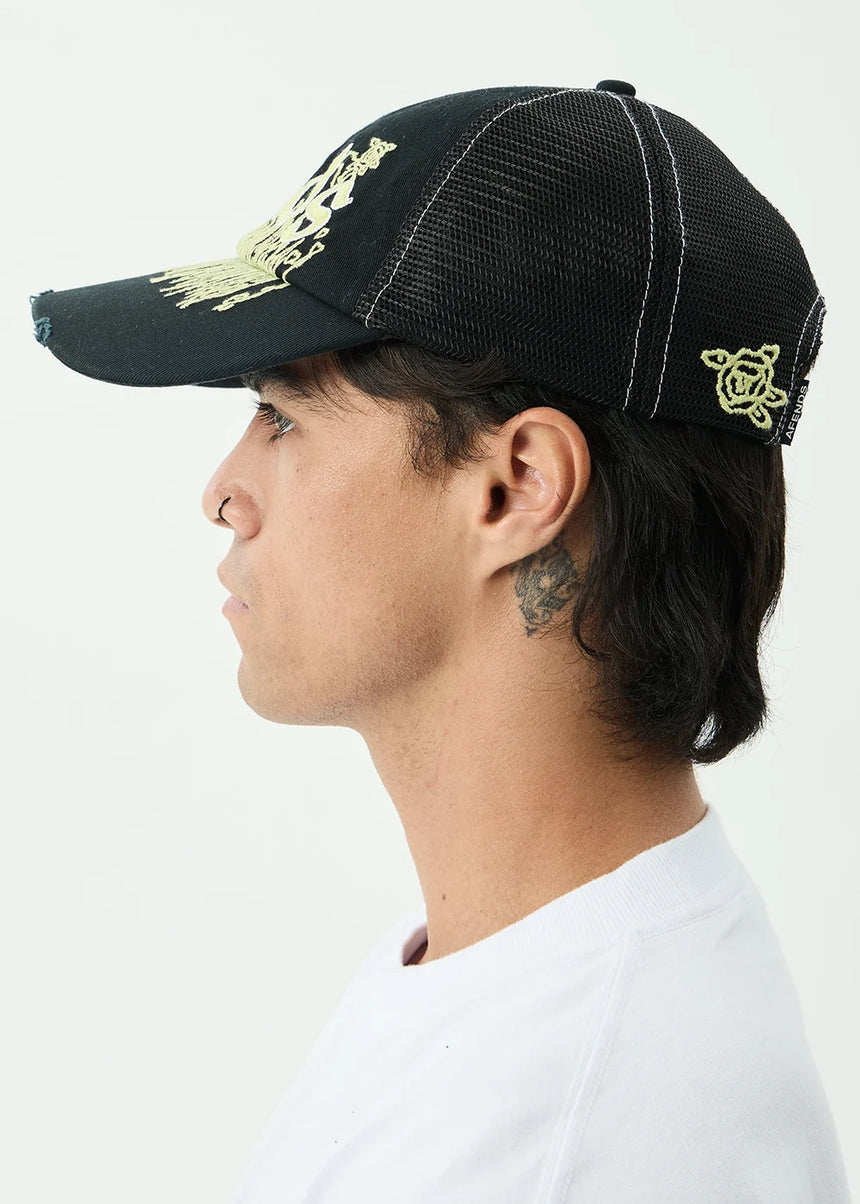 AFENDS Pent-A-Gone 6 Panel Mesh Cap - Stone Black