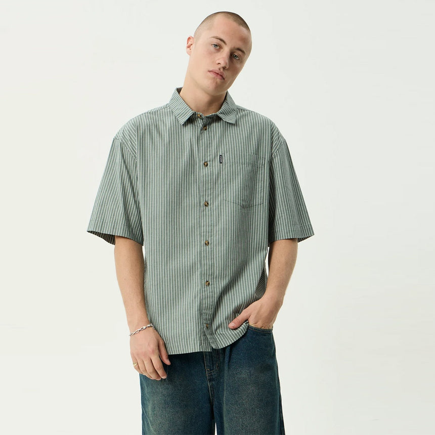 AFENDS Pinned Short Sleeve Shirt - Sycamore Stripe