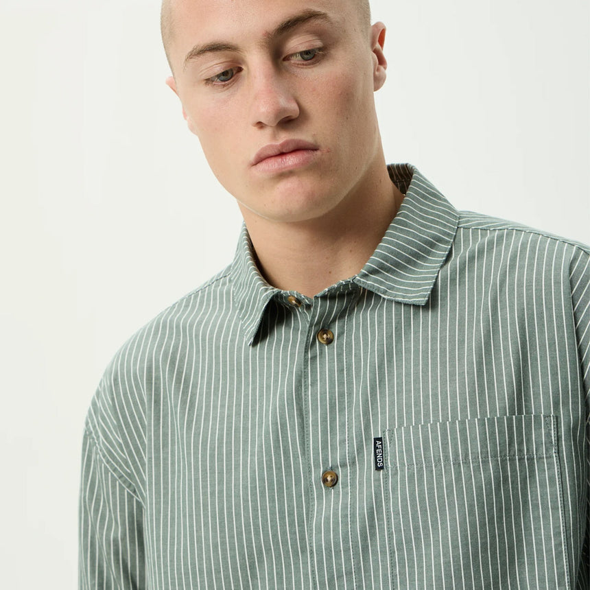 AFENDS Pinned Short Sleeve Shirt - Sycamore Stripe