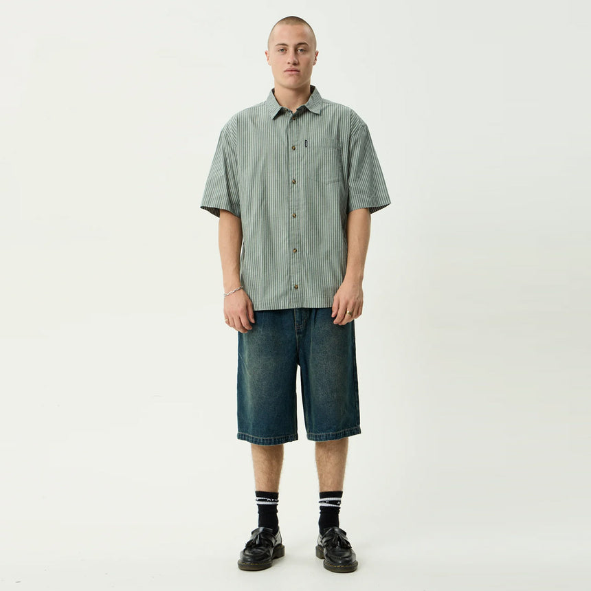 AFENDS Pinned Short Sleeve Shirt - Sycamore Stripe