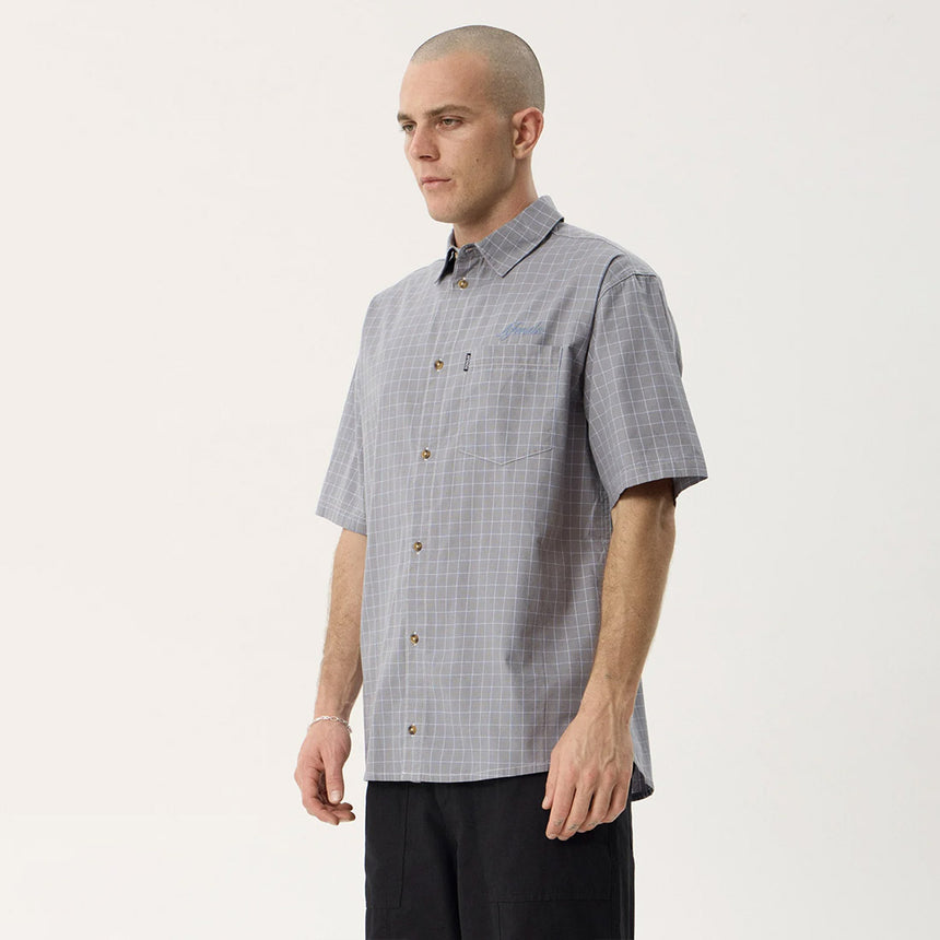 AFENDS Proposal Short Sleeve Shirt - Slate Blue Check