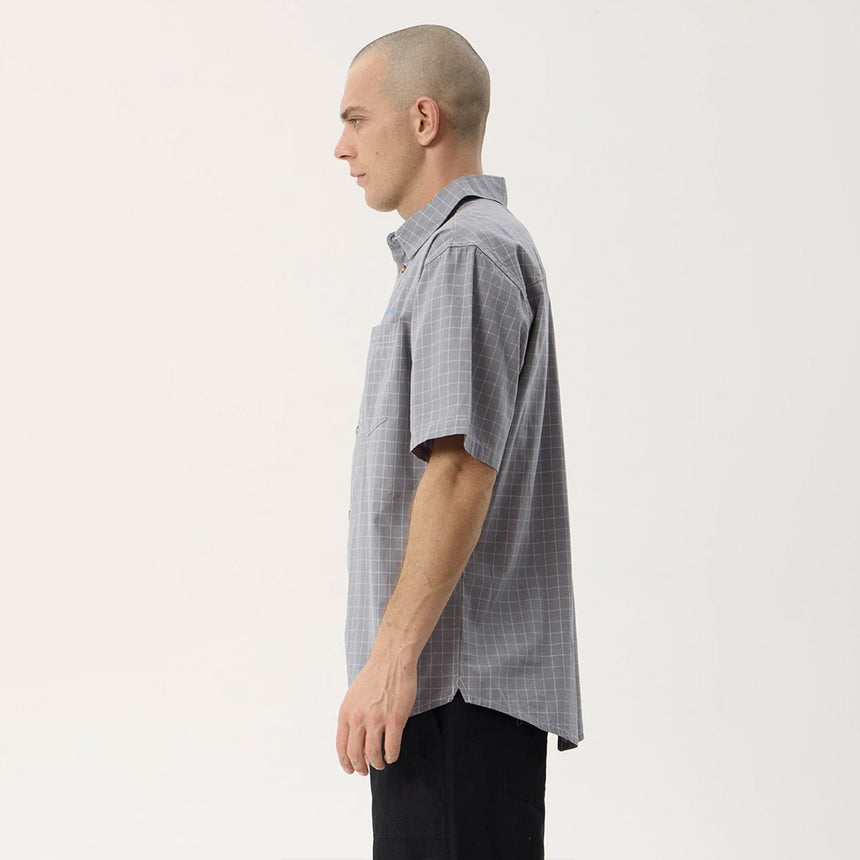 AFENDS Proposal Short Sleeve Shirt - Slate Blue Check