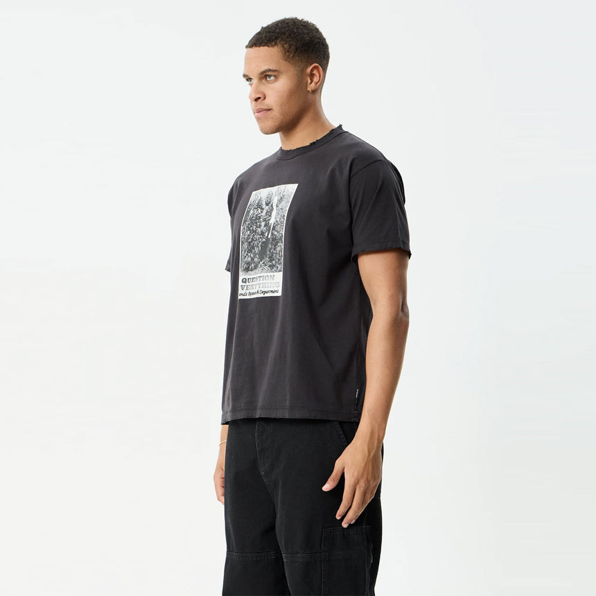 AFENDS Research Heavyweight Boxy Tee - Stone Black