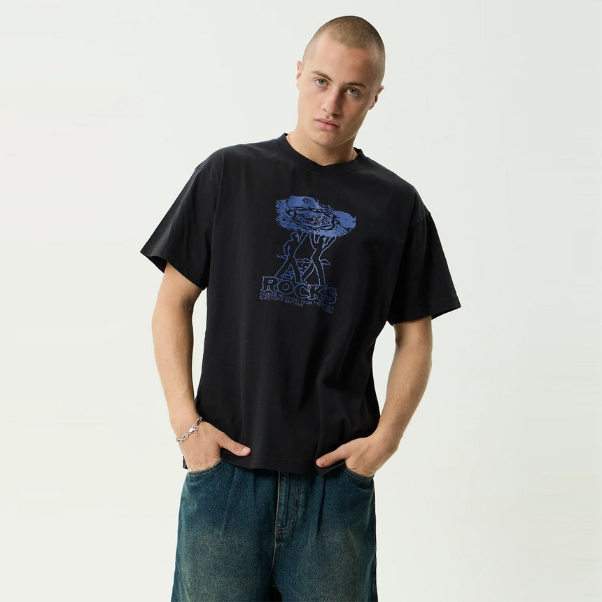 AFENDS Rocked Boxy Tee - Stone Black