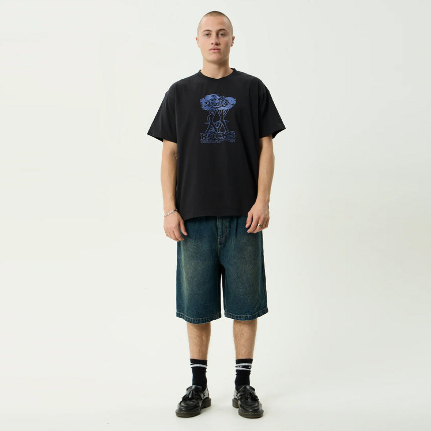 AFENDS Rocked Boxy Tee - Stone Black