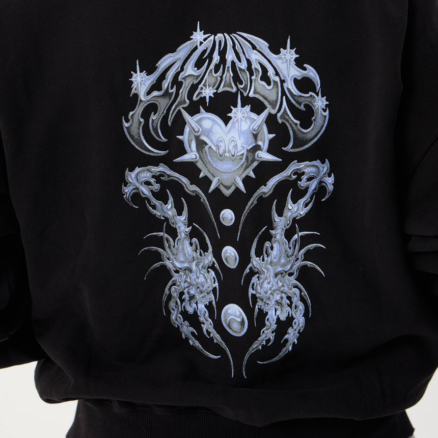 AFENDS Scorpius Recycled Distressed Boxy Zip Hood - Stone Black