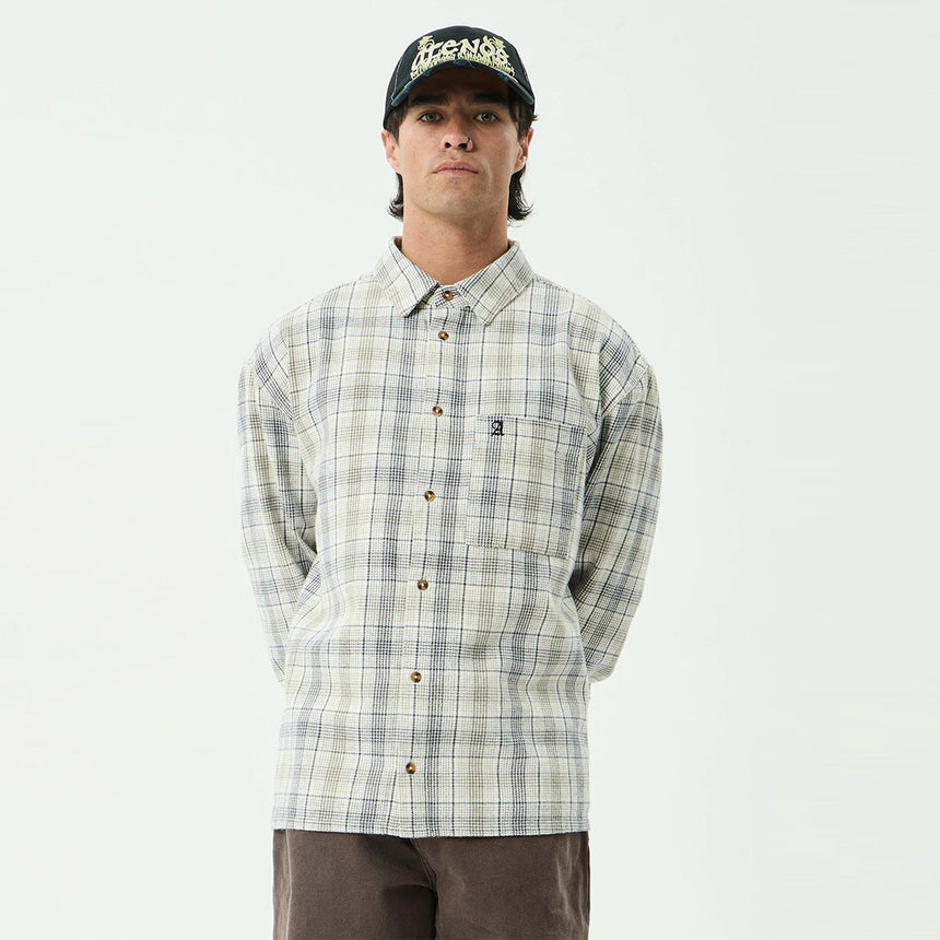 AFENDS Shelter Flannel Long Sleeve Shirt - White Check