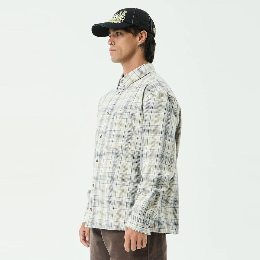 AFENDS Shelter Flannel Long Sleeve Shirt - White Check