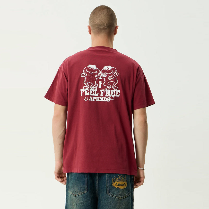 AFENDS Sonoran Boxy Tee - Washed Burgundy