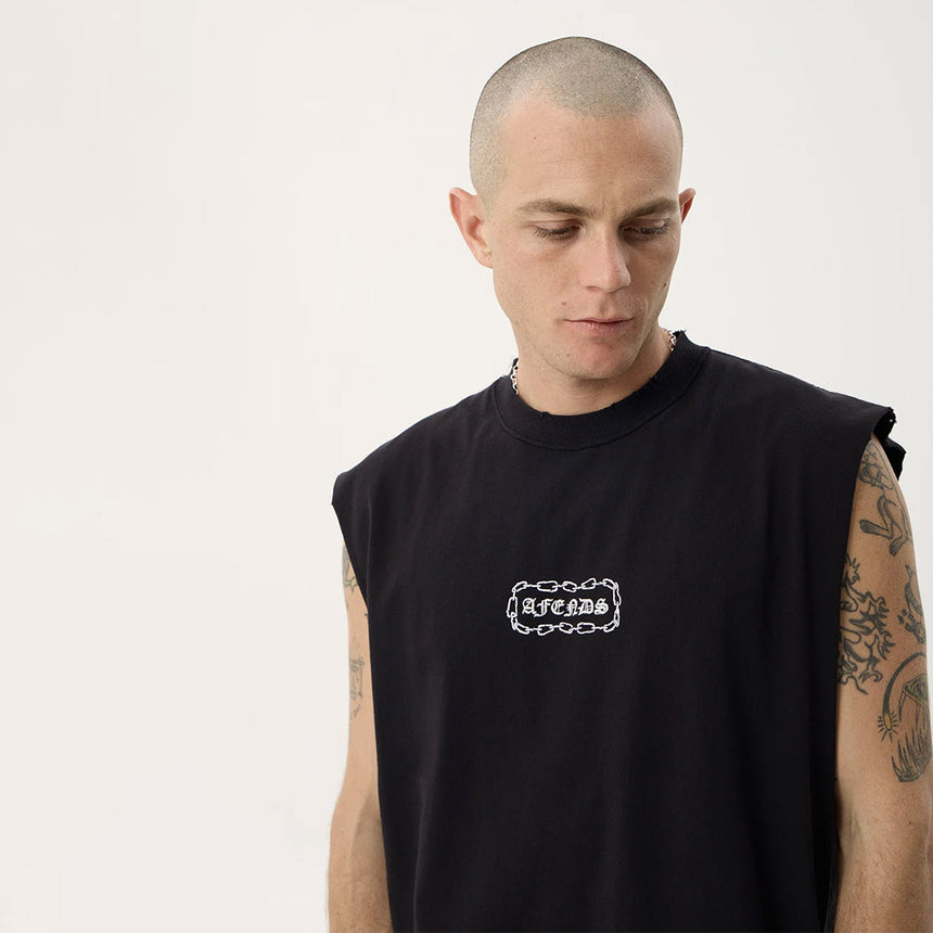 AFENDS Spiritual Heavyweight Sleeveless Tee - Stone Black