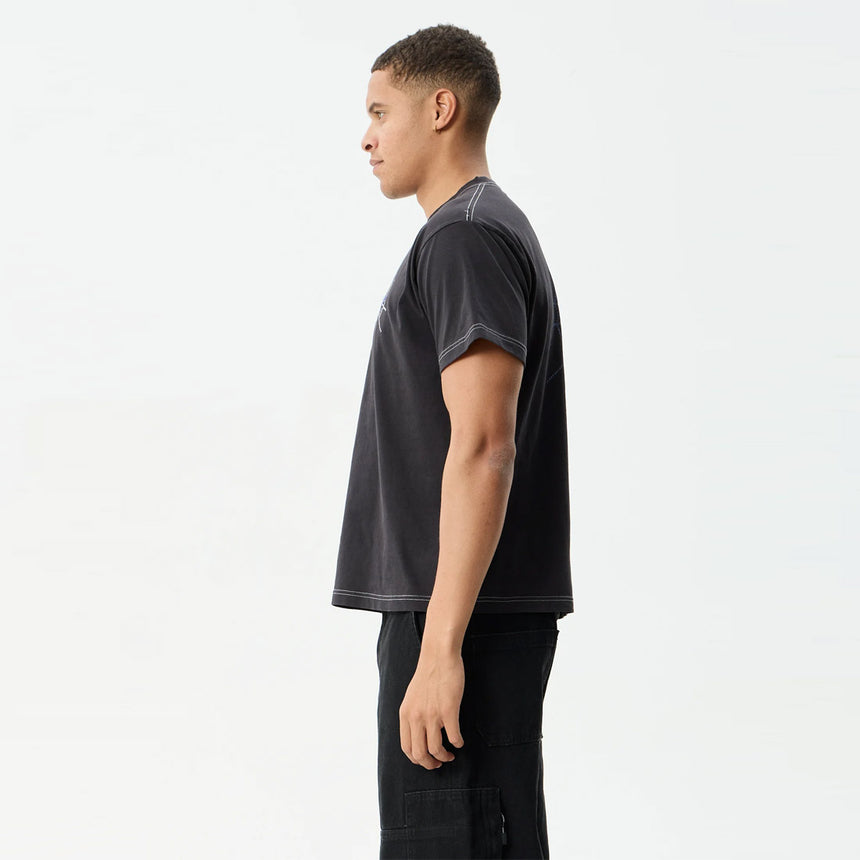 AFENDS Tangled Boxy Tee - Stone Black