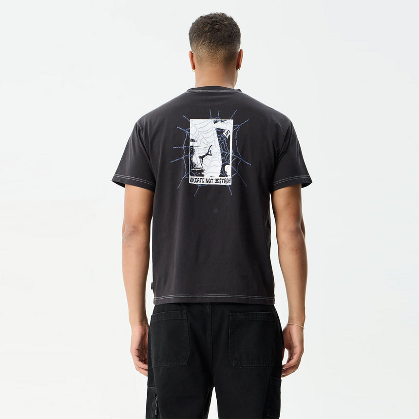 AFENDS Tangled Boxy Tee - Stone Black