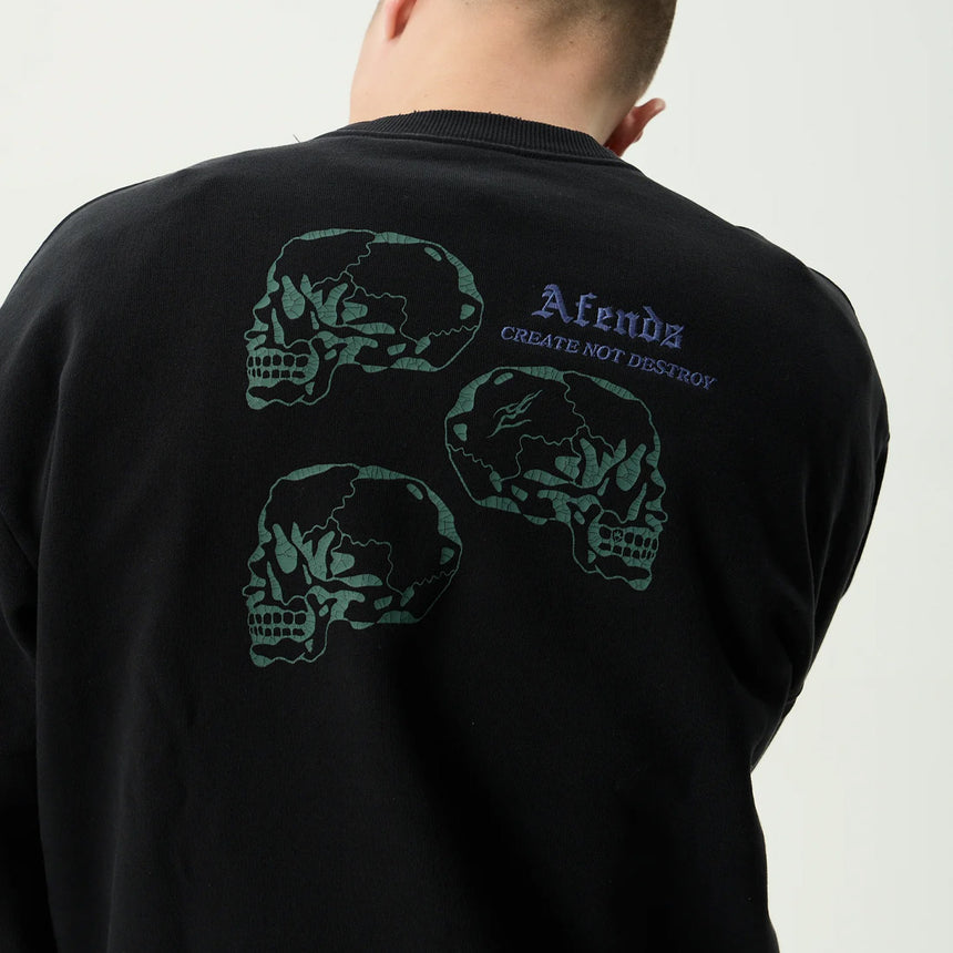 AFENDS Temporal Heavyweight Crew - Stone Black