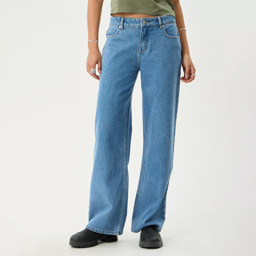AFENDS Women's Alyra Low Rise Wide Leg Jean - Worn Blue